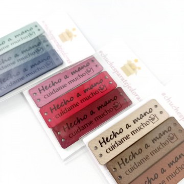 Etiquetas "cuídame mucho" para coser