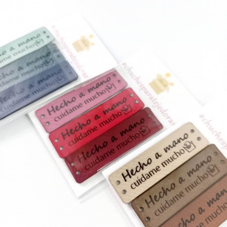 Etiquetas "cuídame mucho" para coser