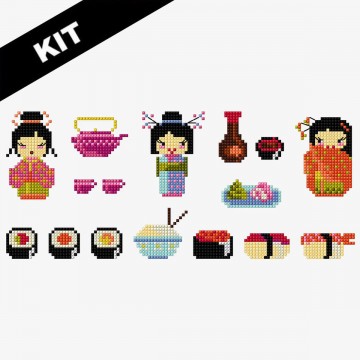 Kit Punto de cruz - Sushi Girls
