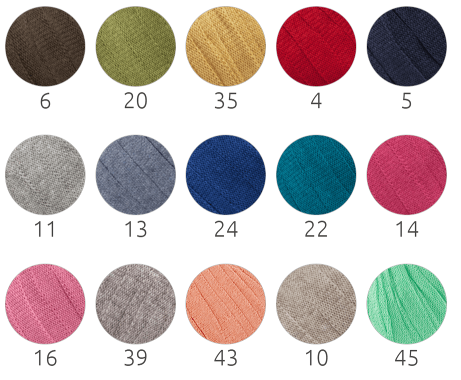 Colores de trapillo ligero Katia para tejer bolsos, cestos y alfombras